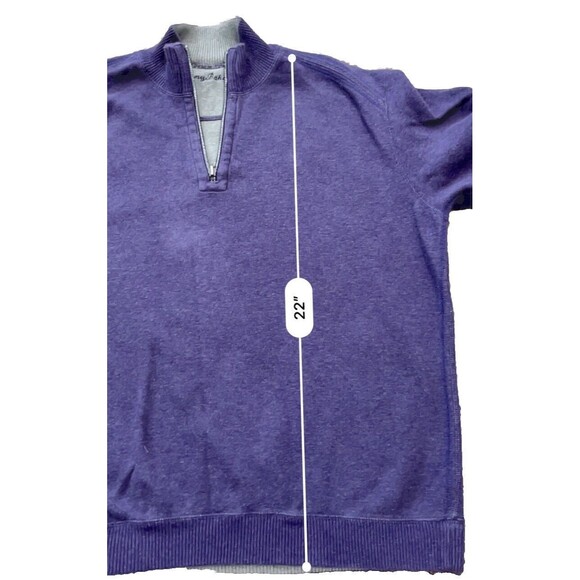 Tommy Bahama Men’s 1/4 Zip Sweater Large Reversible Cotton Purple Gray Mock Neck - Picture 7 of 9